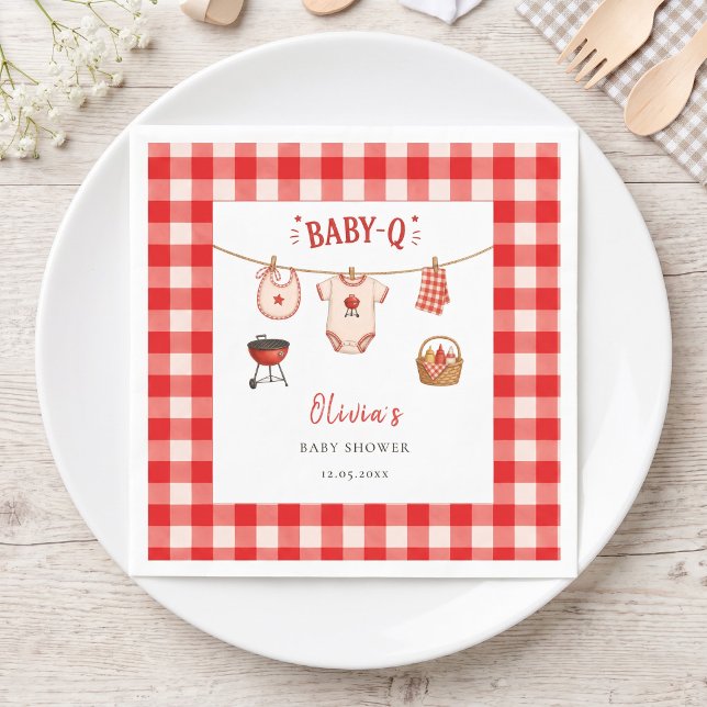Bbq Baby Shower Rustic Red Gingham Napkin (Bbq Baby Shower Rustic Red Gingham Napkins)