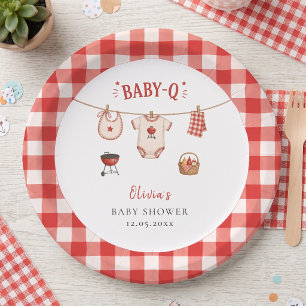 Bbq Baby Shower Rustic Red Gingham Paper Plate