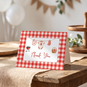 Bbq Baby Shower Rustic Red Gingham Thank You Card