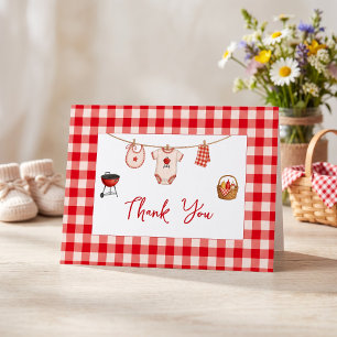 Bbq Baby Shower Rustic Red Gingham Thank You Card