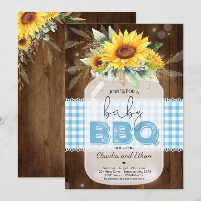 BBQ Baby Shower Sunflower Baby Q Couples Shower Invitation (Front/Back)