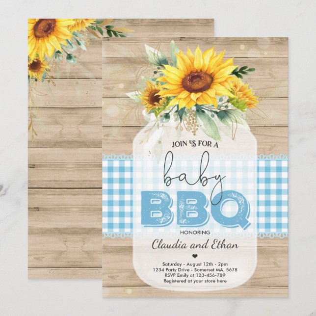 BBQ Baby Shower Sunflower Baby Q Couples Shower Invitation (Front/Back)