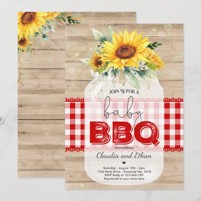 BBQ Baby Shower Sunflower Baby Q Couples Shower Invitation (Front/Back)