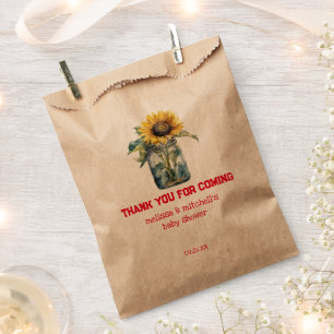 BBQ Baby Shower Sunflower mason jar thank you  Favour Bags