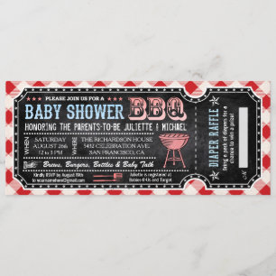 BBQ Baby Shower Ticket Diaper Raffle Invitations
