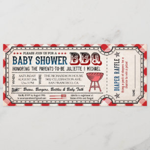 BBQ Baby Shower Ticket Diaper Raffle Invitations