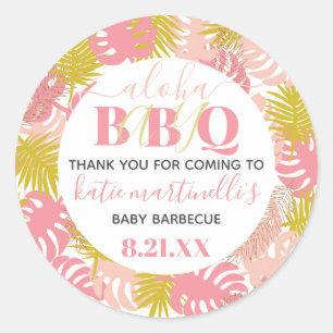 BBQ Baby Shower Tropical Thank You Classic Round Sticker