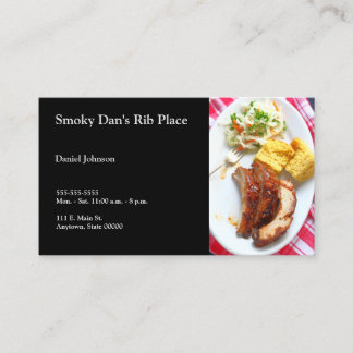 BBQ back ribs on checked cloth Business Card