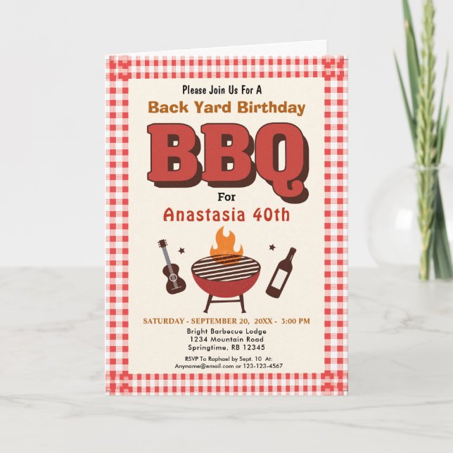 BBQ  Back Yard Birthday Invitation Card (Front)