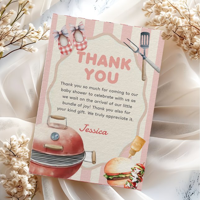 BBQ Backyard Baby-Q Baby Shower Thank You Card (Creator Uploaded)