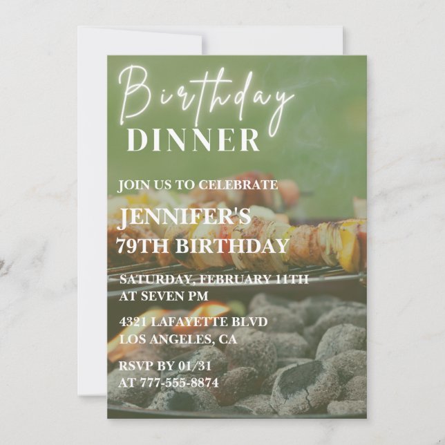 Bbq Backyard Dinner 79th birthday Invitation (Front)