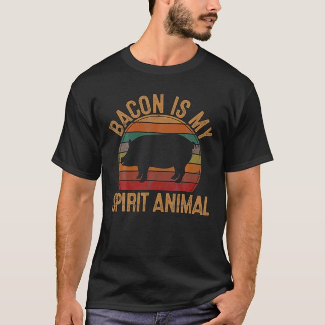 BBQ Bacon Is My Spirit Animal Retro Pork Grill Lov T-Shirt (Front)