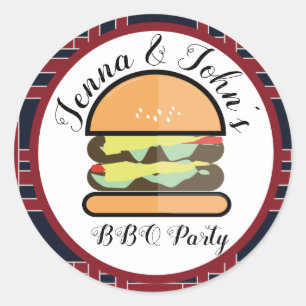 BBQ Barbecue Baby Q Birthday Baby Shower Classic Round Sticker