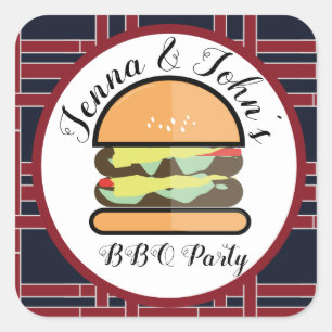 BBQ Barbecue Baby Q Birthday Baby Shower Square Sticker