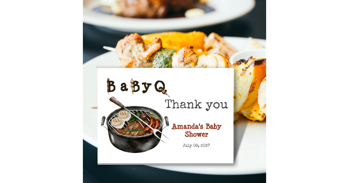 BBQ Barbecue Backyard Party Baby Shower Thank You Card Zazzle