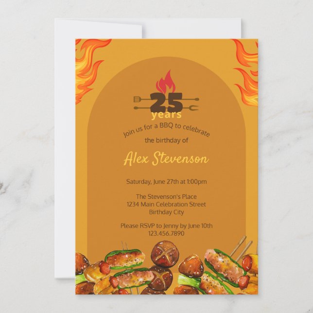 BBQ Barbecue Grill Any Age Summer Cookout Birthday Invitation (Front)