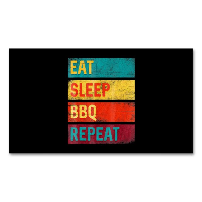 BBQ | Barbecue Grilling Gift eat sleep BBQ Magnetic Business Card (Front)
