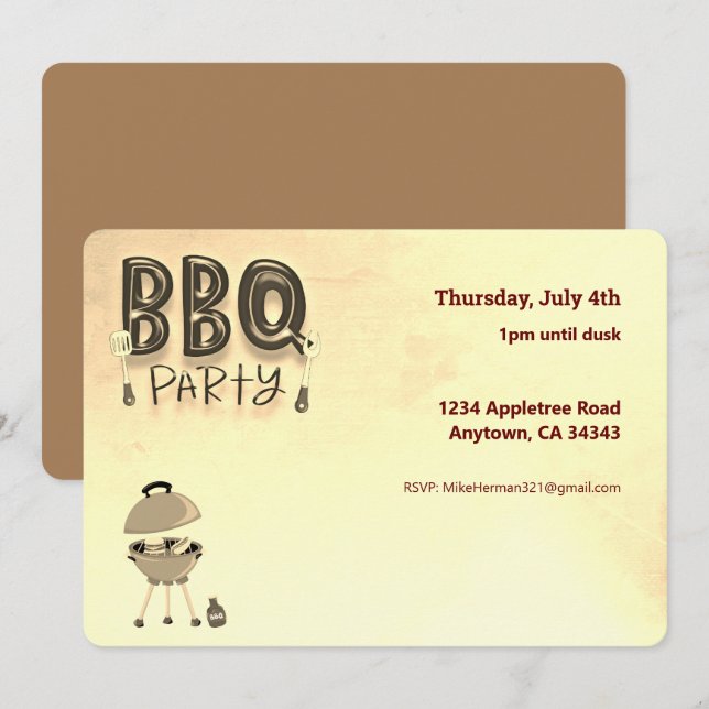 BBQ Barbecue Party Customisable Summer Invitation (Front/Back)
