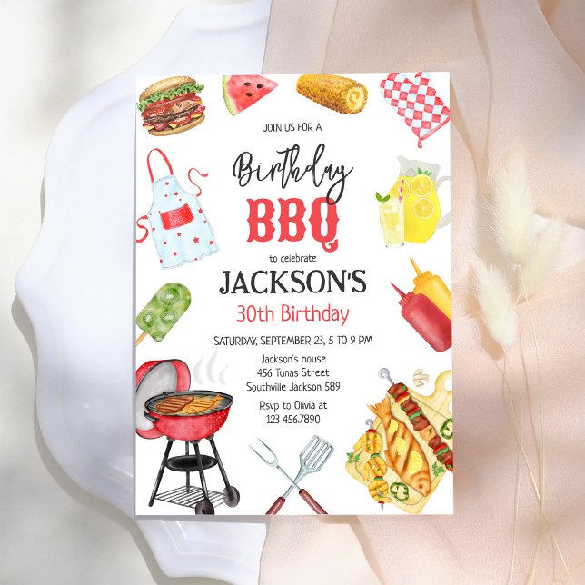 BBQ Barbeque Grill Backyard Birthday Party  Invitation (Creator Uploaded)