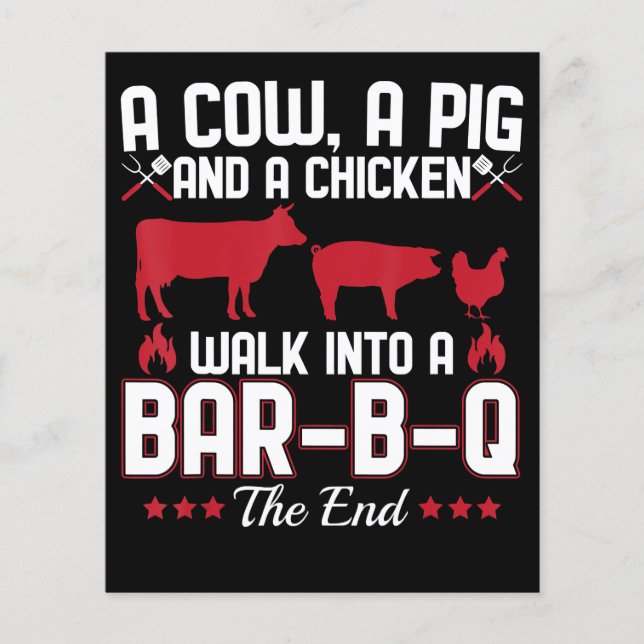 BBQ | BBQ Dad Joke A Cow A Pig And A Chicken Flyer (Front)