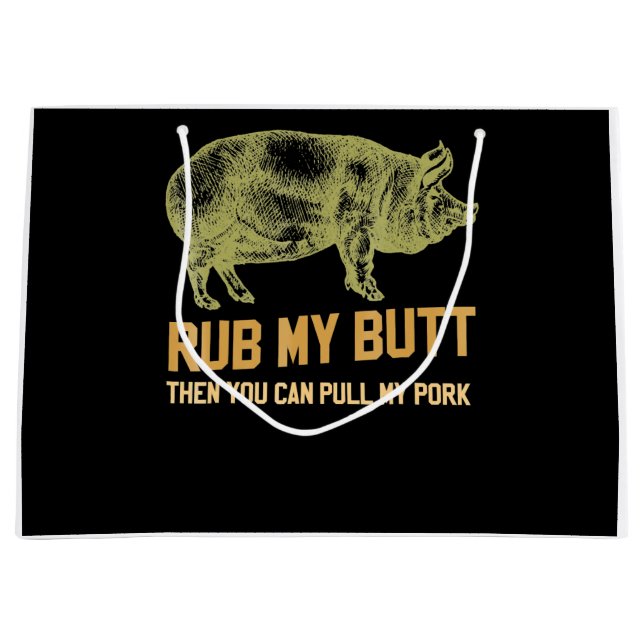 BBQ | BBQ Grill Pig Funny Pork Id Smoke That Roast Large Gift Bag (Front)