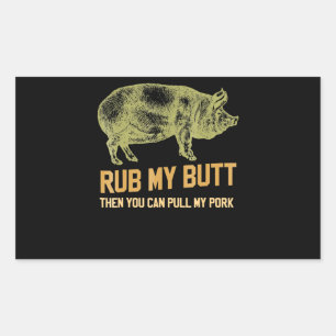 BBQ BBQ Grill Pig Funny Pork Id Smoke That Roast Rectangular Sticker