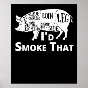 BBQ   BBQ Grill Pig Pork Id Smoke That Gift Men Poster
