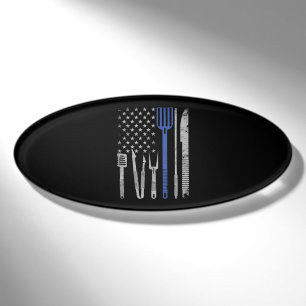 BBQ BBQ Grill Pork With USA Flag Cooking Chef Name Tag