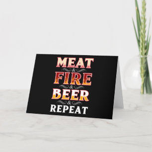 BBQ BBQ Grill Smoking Meat Fire Beer Repeat Holiday Card