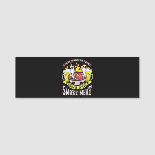 BBQ BBQ Grilling Beer Smoke Meat Funny Quotes Name Tag