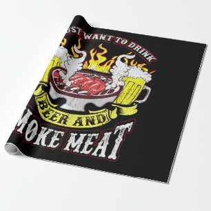 BBQ BBQ Grilling Beer Smoke Meat Funny Quotes Wrapping Paper