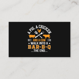 BBQ   BBQ Lover Pig Chicken Cow Walk Into bar BBQ Business Card