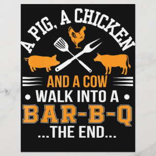 BBQ BBQ Lover Pig Chicken Cow Walk Into bar BBQ Flyer