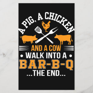 BBQ BBQ Lover Pig Chicken Cow Walk Into bar BBQ Flyer