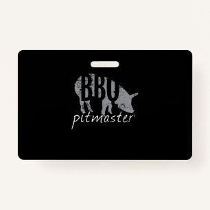 BBQ   BBQ Pitmaster Pig Grilling Grill Fars Day ID Badge