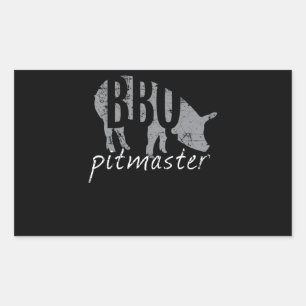 BBQ   BBQ Pitmaster Pig Grilling Grill Fars Day Rectangular Sticker