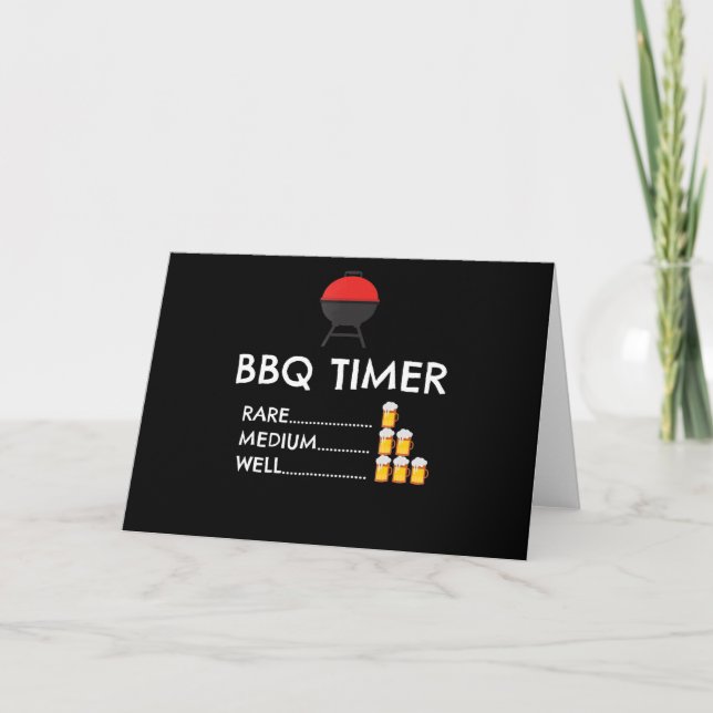BBQ |BBQ Timer Barbecue Funny Grill Grilling Gift Holiday Card (Front)