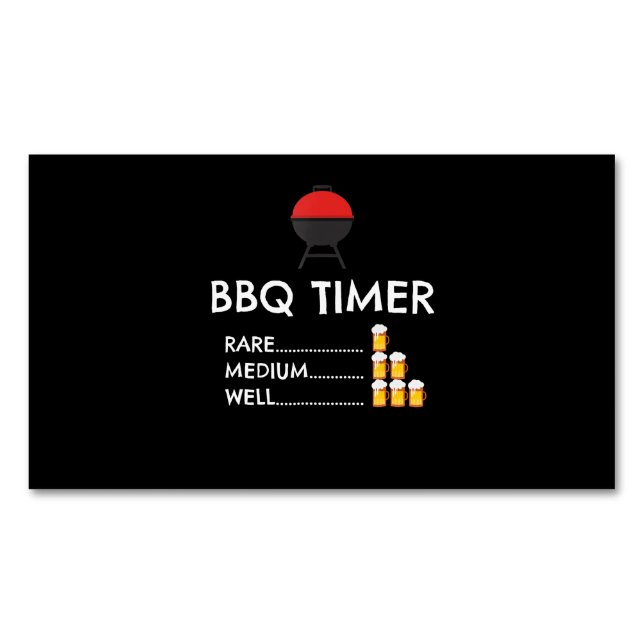 BBQ |BBQ Timer Barbecue Funny Grill Grilling Gift Magnetic Business Card (Front)