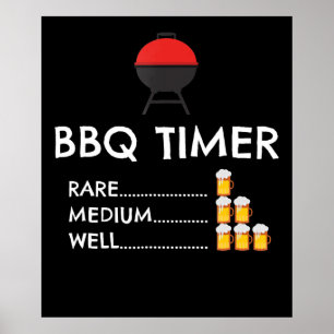 BBQ BBQ Timer Barbecue Funny Grill Grilling Gift Poster