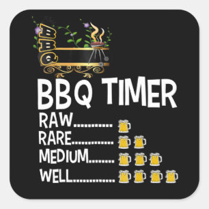 BBQ BBQ Timer Barbecue Funny Grill Grilling Gift Square Sticker