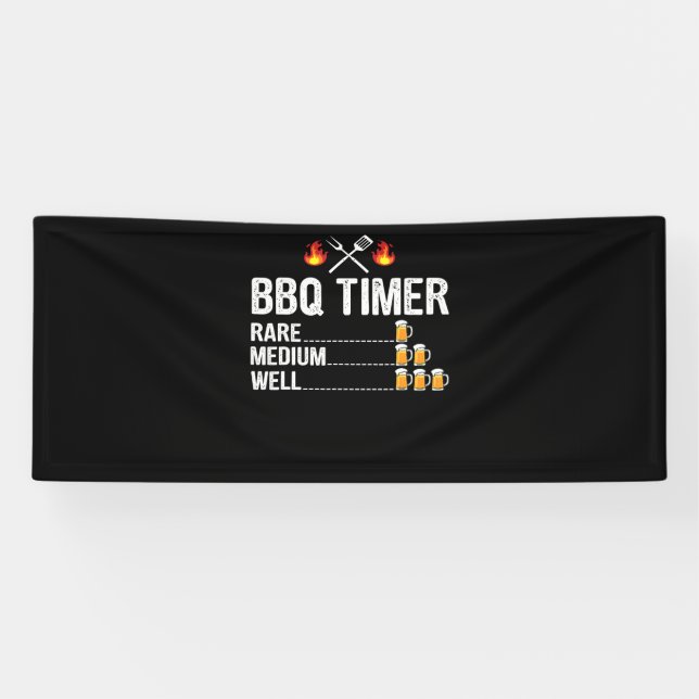 BBQ | BBQ Timer Drinking Grilling Grill Beer Banner (Horizontal)