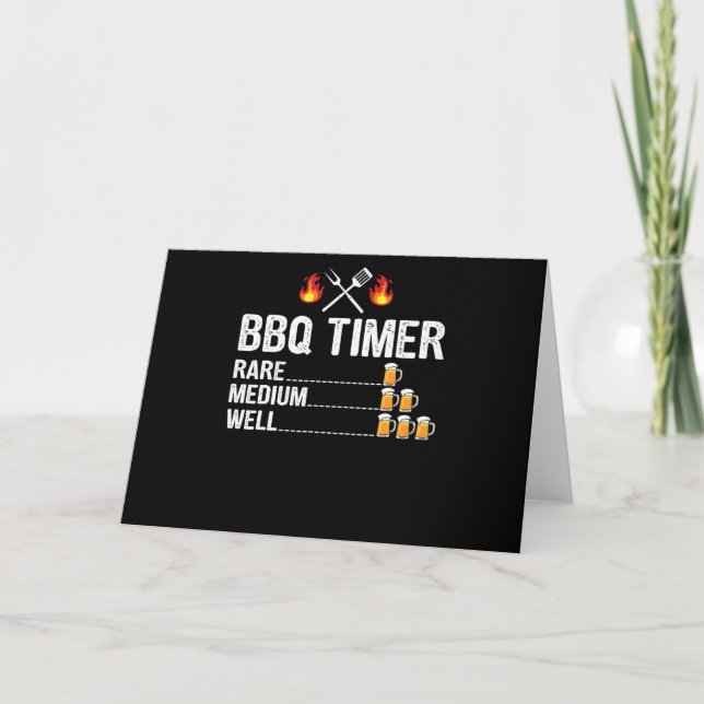 BBQ | BBQ Timer Drinking Grilling Grill Beer Holiday Card (Front)