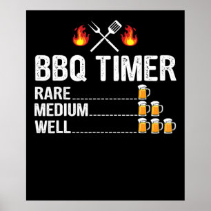 BBQ   BBQ Timer Drinking Grilling Grill Beer Poster
