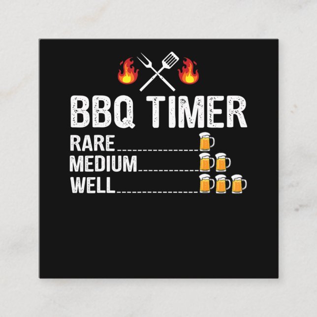 BBQ | BBQ Timer Drinking Grilling Grill Beer Square Business Card (Front)