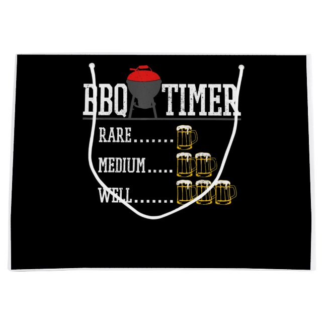 BBQ | BBQ Timer Funny Beer Steak Grilling Grill Large Gift Bag (Front)