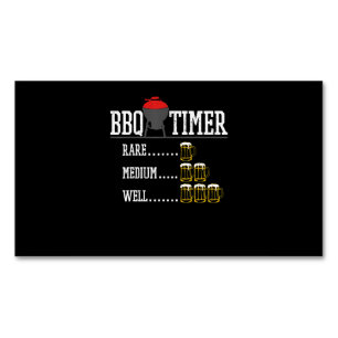 BBQ   BBQ Timer Funny Beer Steak Grilling Grill Magnetic Business Card
