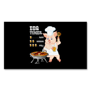 BBQ BBQ Timer Pig Grill Barbecue Beer Lover Men Magnetic Business Card