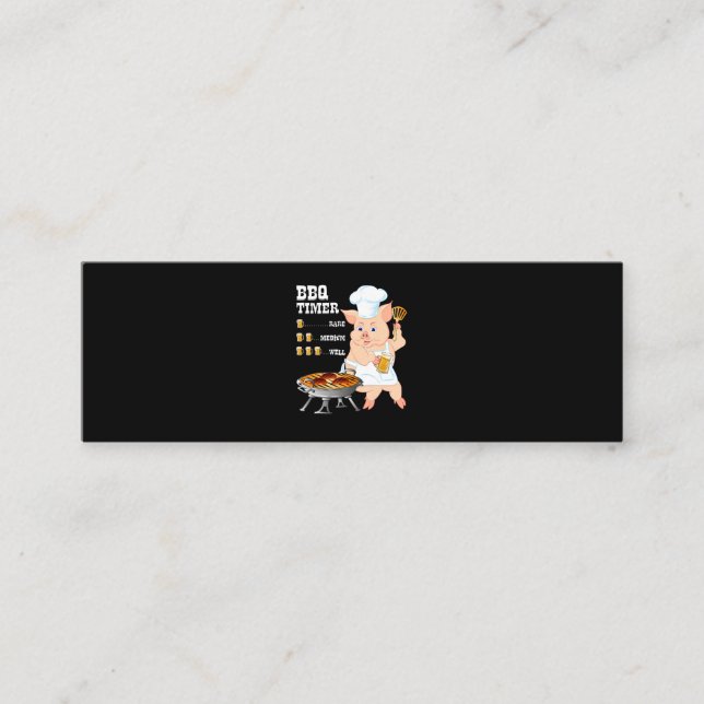 BBQ | BBQ Timer Pig Grill Barbecue Beer Lover Men Mini Business Card (Front)