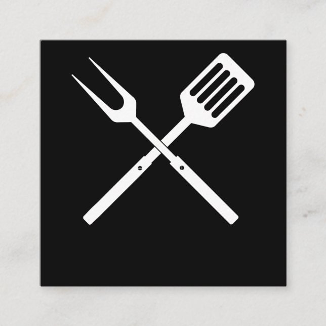 BBQ | BBQ Utensils novelty BBQ Grill Tools Square Business Card (Front)