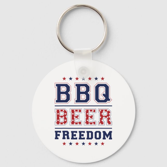 Bbq Beer Freedom 1  Key Ring (Front)
